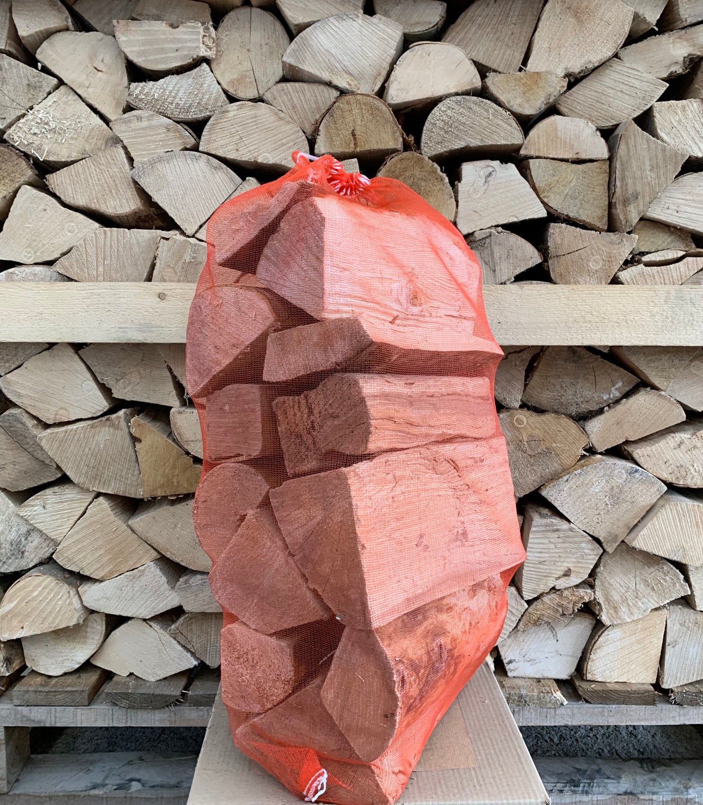 Kiln dried hardwood in nets