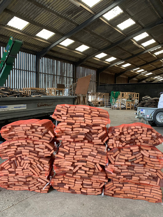 Bulk bag of whisky staves in nets (13 nets)