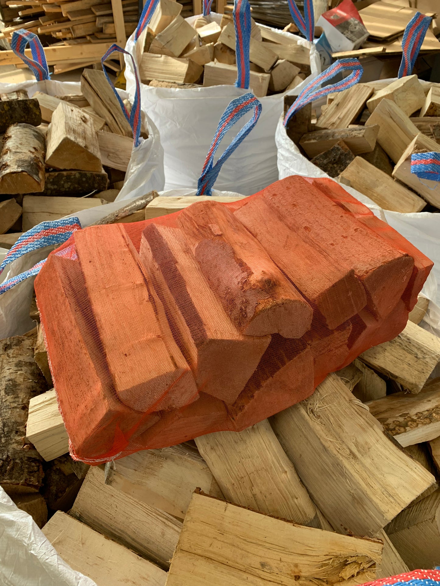 Kiln dried hardwood in nets